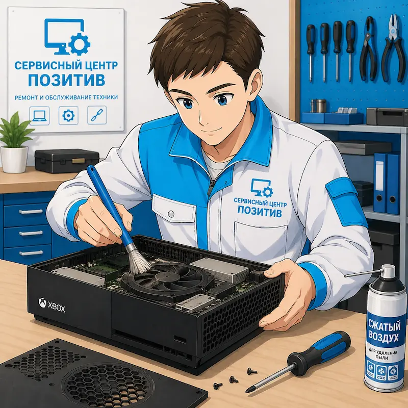 Чистка игровой приставки от пыли и замена термопасты в Пскове