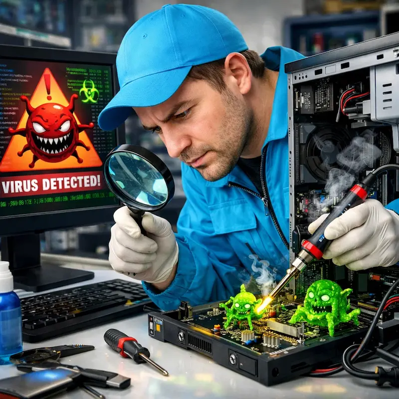 Вылечить компьютерный вирус в Пскове